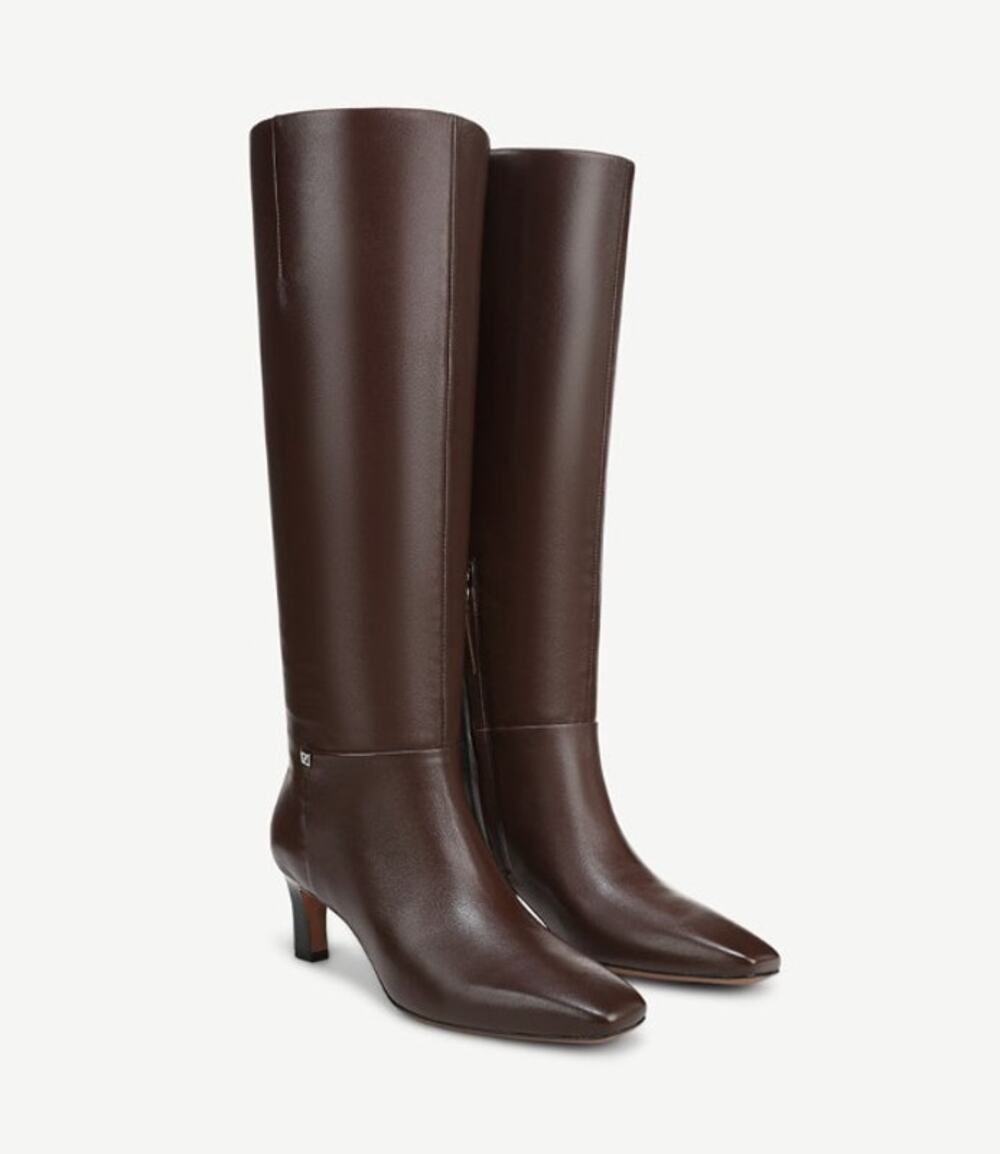 Franco Sarto Timmy Knee High Boots Dark Brown Leather Size 7.5 NIB Stylish Work